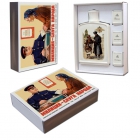 Спичечный коробок "Милиция" фарфоровая подарочная фляжка с тематическим изображением "Милиция", три стопки   