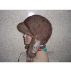 Женская норковая шапка-ушанка