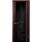 Межкомнатная дверь "Современные двери", модель Флора-2, Венге, черный триплекс 8 мм, пескоструй со стразами.    